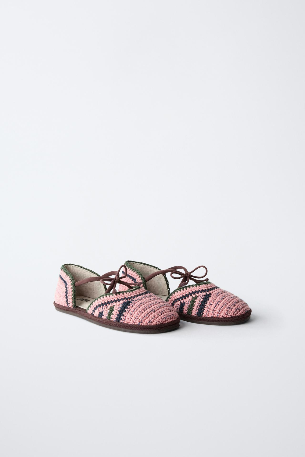 ZARA TIMELESZ - БАЛЕТКИ ИЗ КРУЖЕВА КРОШЕ, РОЗОВЫЙ