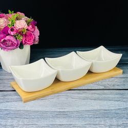 Lenardi 118-041 Набор из 3 салатников на подставке BIANCO в под.уп.(х12)Фарфор