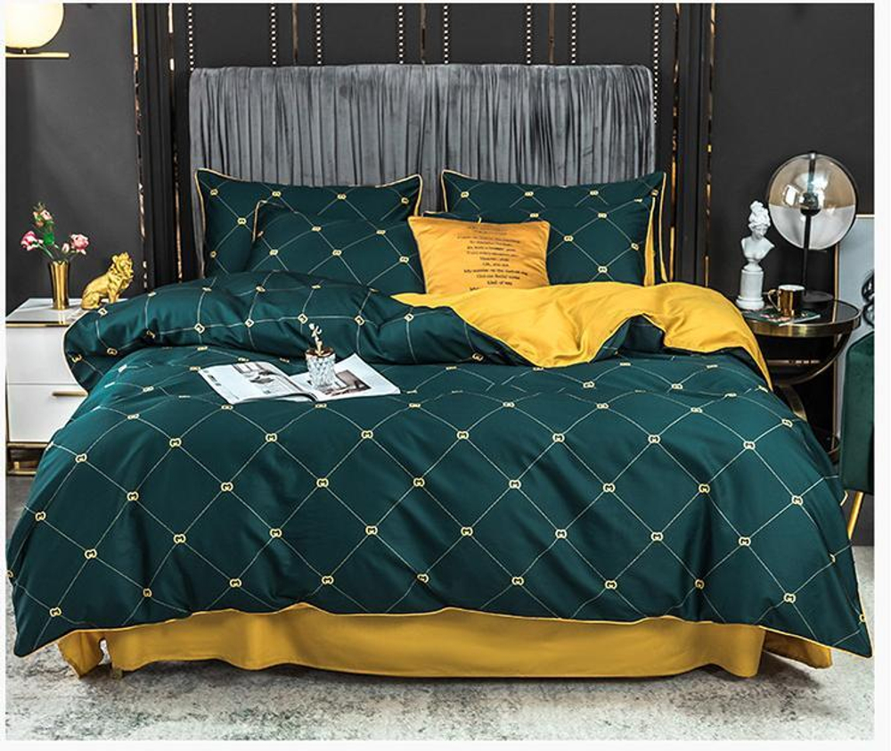 ZEPHYR HOME КПБ 1.5 Полуторка Египетский хлопок Изумрудный