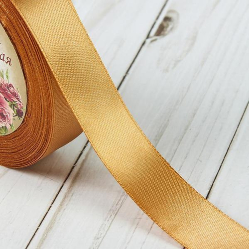 Лента атласная 20 мм намотка 25 м. коричневая