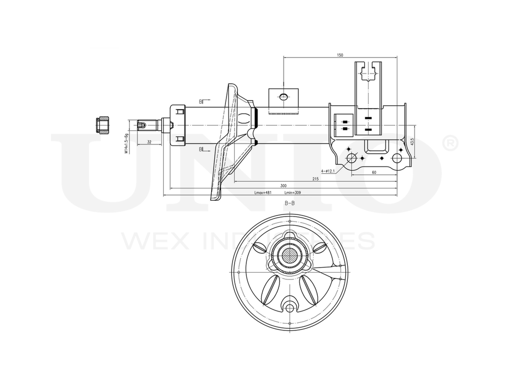 Амортизатор газовый передней подвески левый UNIO SAB-10324