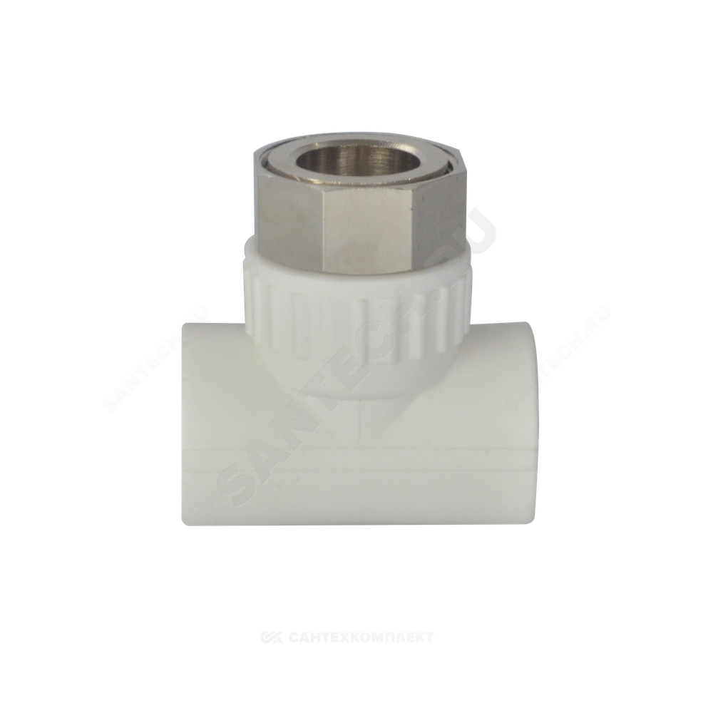 Тройник PP-R комбинированный белый Дн 20х3/4" с накидной гайкой VALFEX 11140120