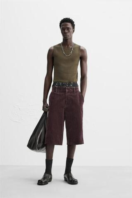 ZARA ТРИКОТАЖНАЯ МАЙКА, ХАКИ