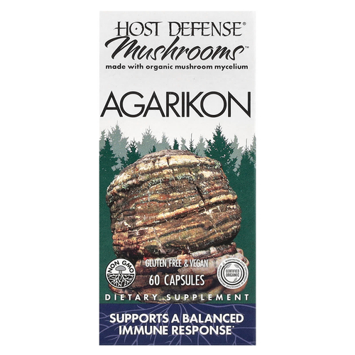 Host Defense, Mushrooms™, агарик, 60 капсул (500 мг в 1 капсуле)