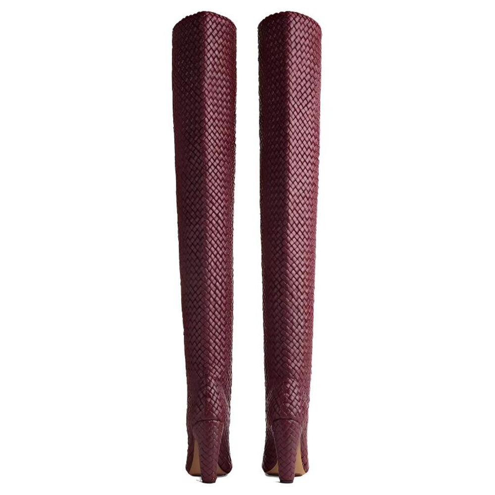 Bottega Veneta Canalazzo Over the knee Boots 10cm Women"s Burgundy