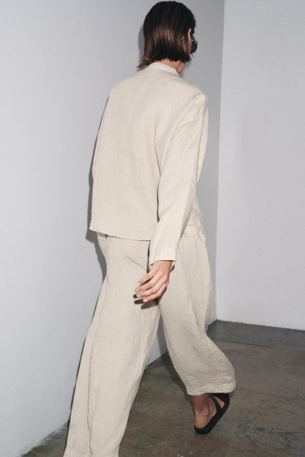 ZARA КУРТКА-РУБАШКА ИЗ 100% ЛЬНА — ZW COLLECTION, СВЕТЛО-БЕЖЕВЫЙ