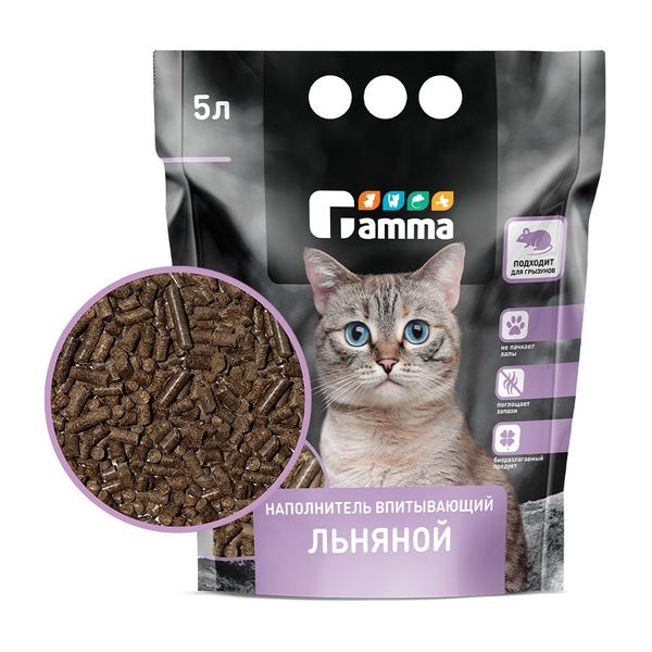 Наполнитель впитывающий льняной Gamma, 5 л