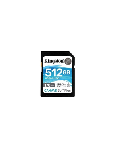 Карта памяти SecureDigital 512Gb Kingston SDXC Class 10 UHS-I U3 V30 Canvas Go Plus 170MB / s SDG3 / 512GB
