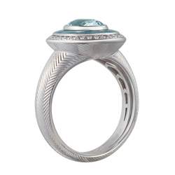 Кольцо с Аквамарином и Бриллиантами, Эмаль R0084-2/9
