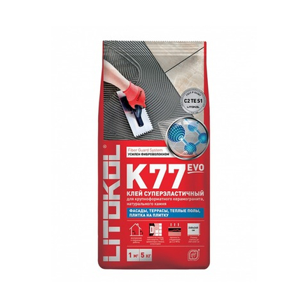 Клей для плитки и керамогранита Litokol Superflex K77, 5 кг