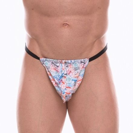 Мужские трусы стринги с разноцветным принтом Don Moris DM072271