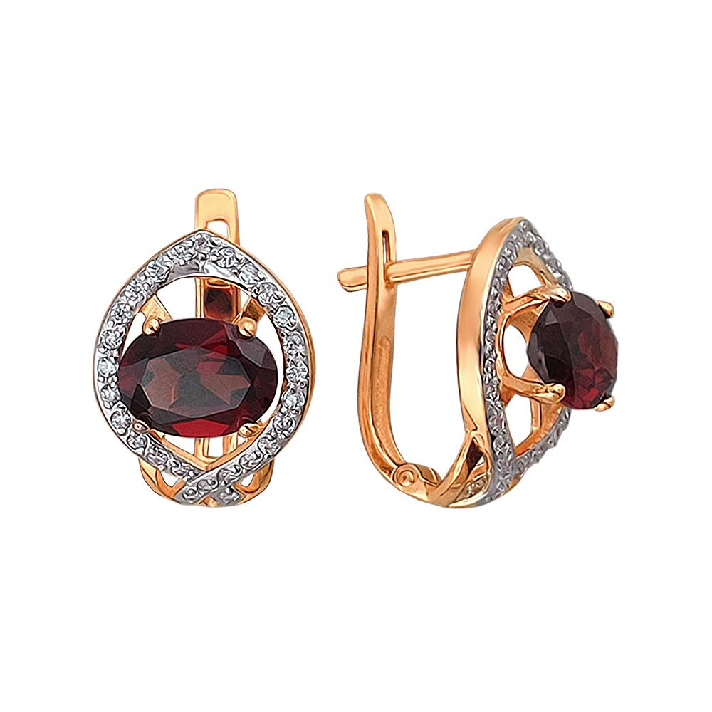 Серьги с гранатом из серебра 925 пробы JA-S-11272А-2
