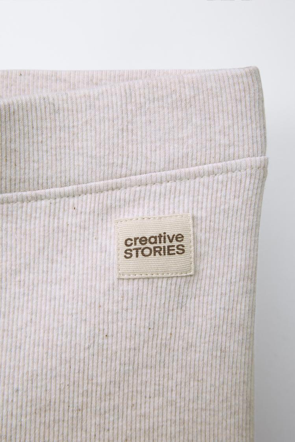 ZARA ЛЕГИНСЫ В РУБЧИК С НАШИВКОЙ, ПЕСОЧНЫЙ МЕЛАНЖ