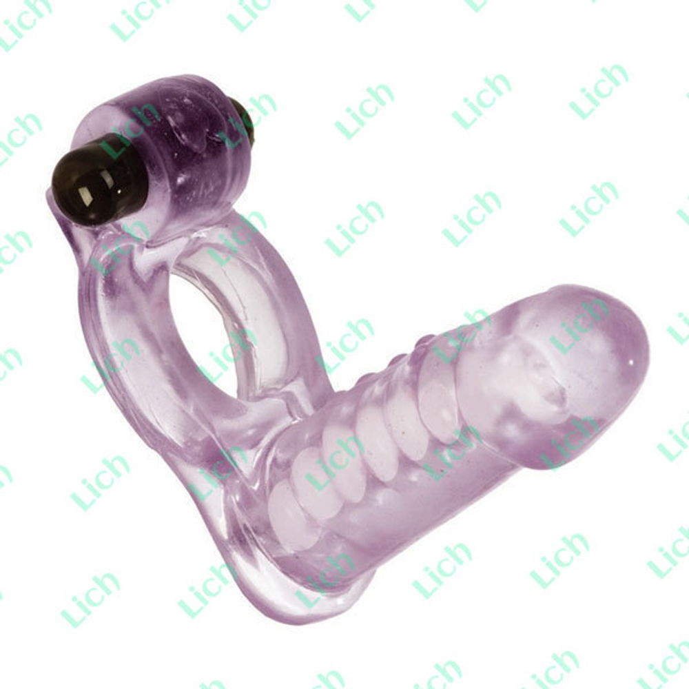 Эрекционное кольцо + вибростимулятор клитора + фаллос 10см изгибающийся. эффект двойного проникновения.