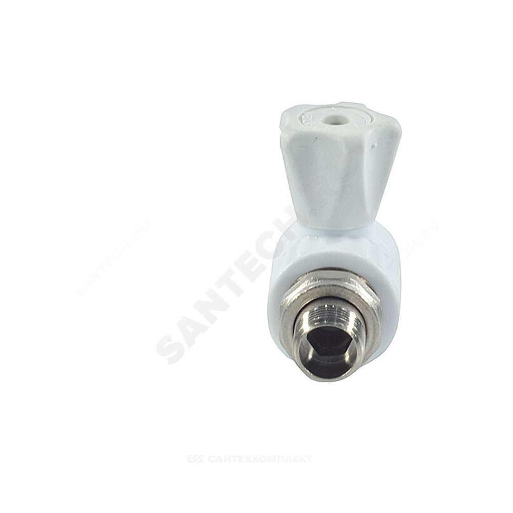 Кран шаровой PP-R белый Дн 20х1/2" НР угловой для радиатора VALFEX 10148020