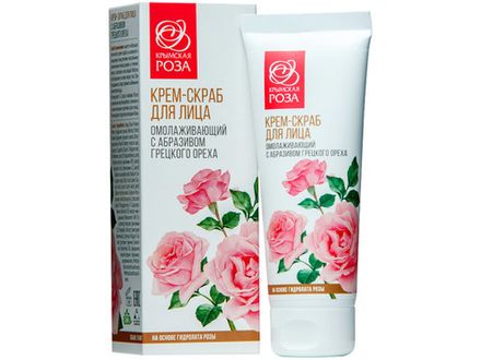 Крем-скраб для лица "Роза" с абразивом грецкого ореха омолаживающий