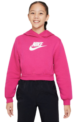 Детская теннисная куртка Nike Sportswear Club Fleece Crop - fireberry/white