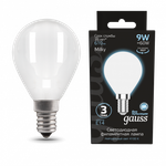 Лампа Gauss LED Filament Шар 9W E14 610 lm 4100K milky 105201209