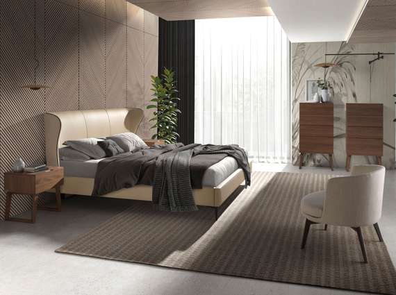 Кровать Angel Cerda 7157, кремовая экокожа