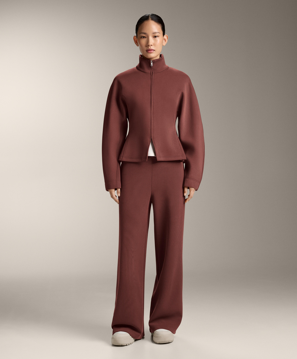 OYSHO Брюки с высокой посадкой в ​​рубчик, обитые мягким модалом, красное дерево