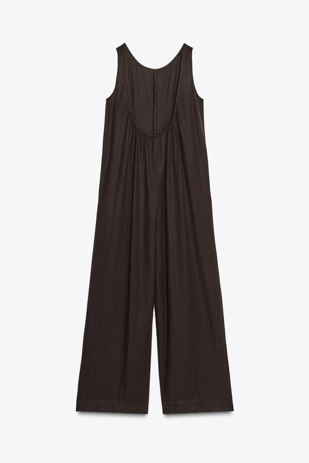 ZARA ДЛИННЫЙ КОМБИНЕЗОН ИЗ ЛЬНА — ZW COLLECTION, КОРИЧНЕВЫЙ