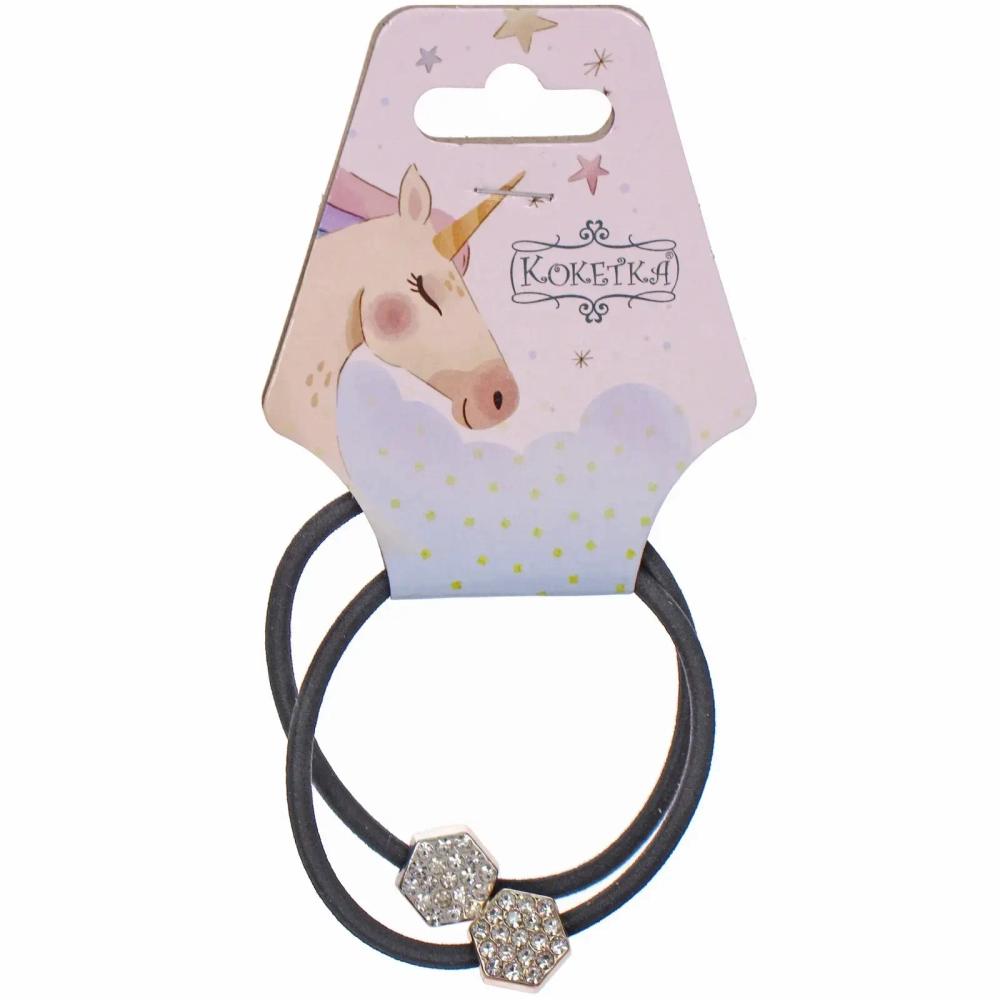 Резинки для волос 2шт «ЕЖЕВИКА», фигуры, цвет черный, d-5см (Подвес Кокетка Единорог)