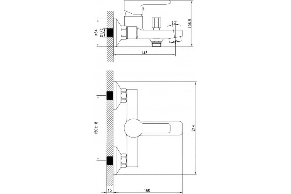 Смеситель для ванны IDDIS Sena SENSB00i02WA