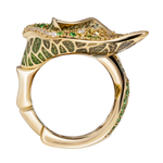 Кольцо с Цаворитами, Жёлтыми Сапфирами и Бриллиантами, Эмаль, R0275-7/2