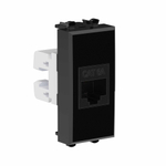 Компьютерная розетка RJ-45 без шторки модульная, кат.6А, "Avanti", "Черный квадрат", 1 модуль