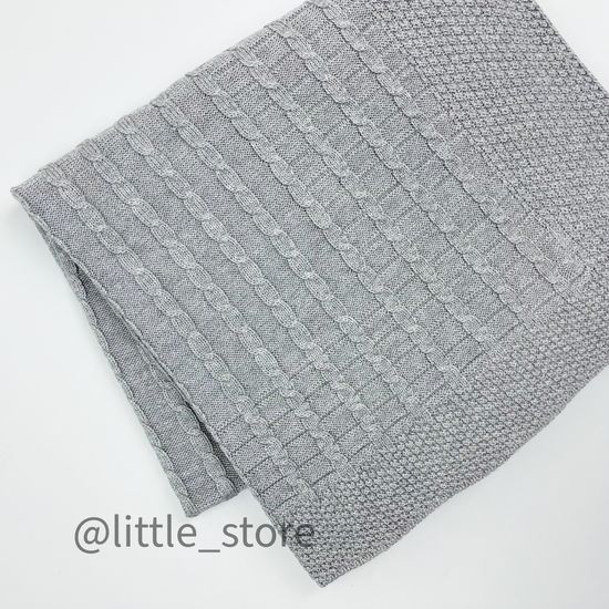 Плед вязаный С косами, Серый