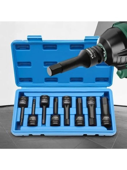 Набор из 8 ударных головок-бит 1/2 (H5, H6, H8, H10, H12, H14, H17, H19) из высококачественной стал