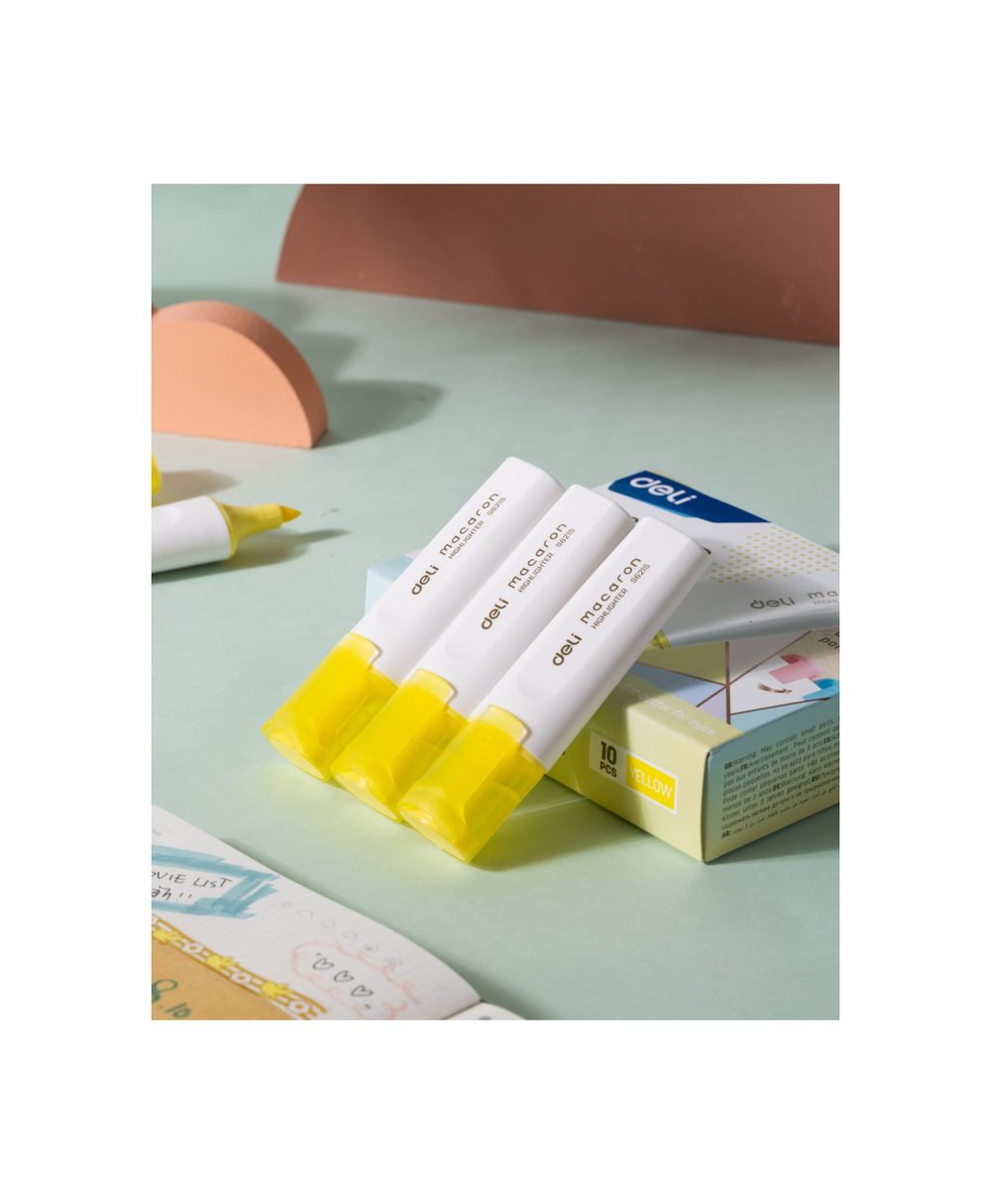 Маркер текстовыделитель DELI Macaron 1-5мм, скошенный, желтый ES621