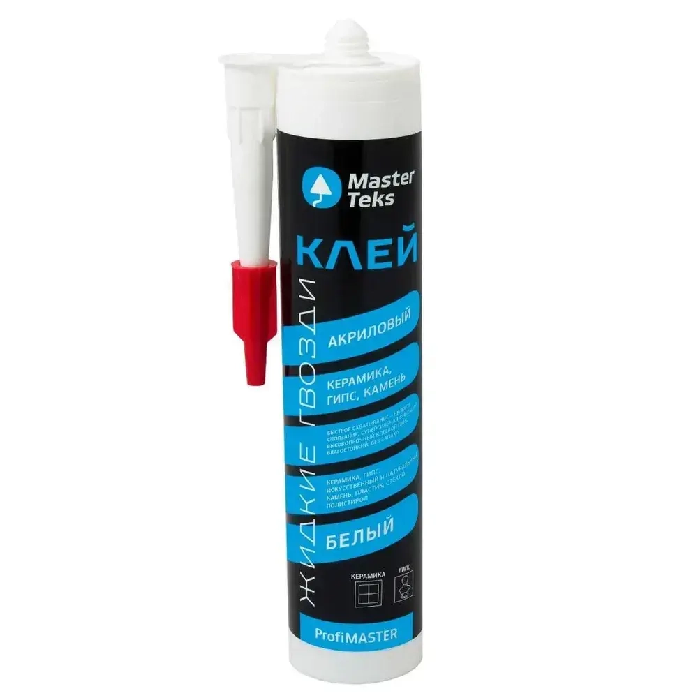 Клей Жидкие Гвозди для плитки, керамики, камня, MasterTeks PM 0,53кг, белый