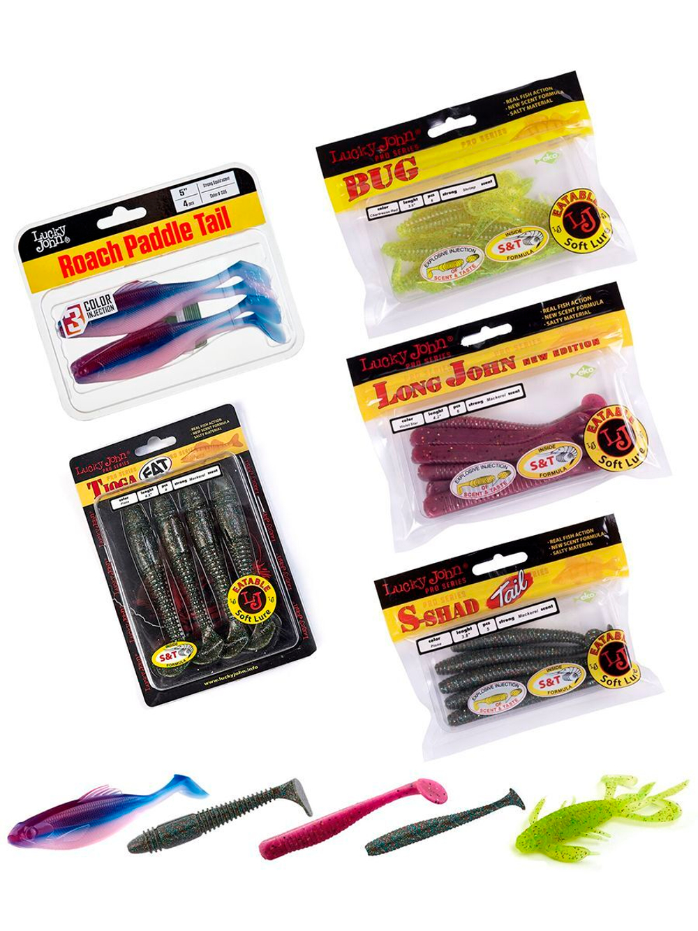 Виброхвосты съедобные искусственные LJ Pro Series 06 SET 5упак. набор