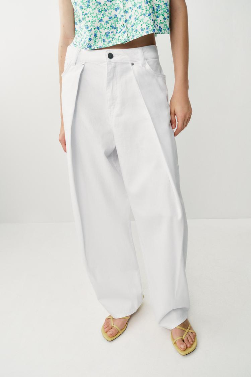 ZARA ДЖИНСЫ Z1975 BARREL WIDE-LEG СО СРЕДНЕЙ ПОСАДКОЙ, БЕЛЫЙ