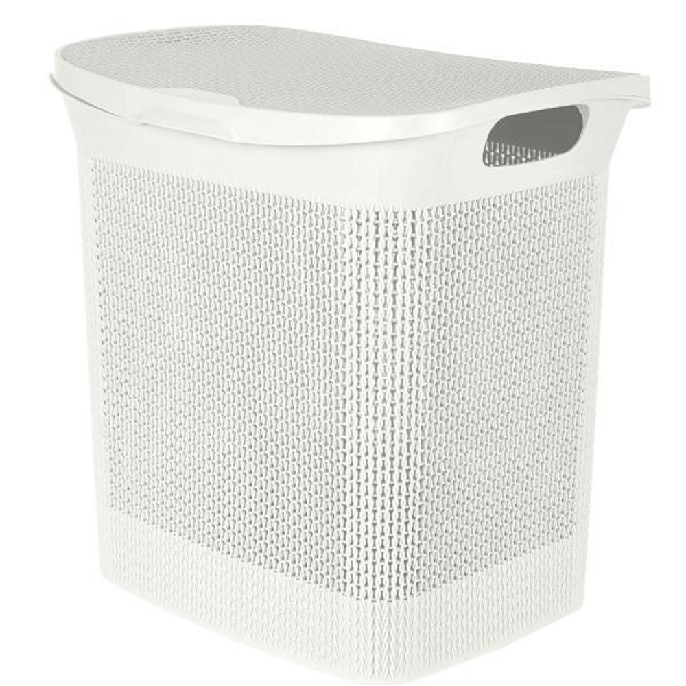PlastRep Корзина для белья Keeplex Ajur с откидной крышкой 35л 43х34х45см белое облако
