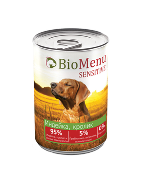 BioMenu Dog Sensitive Консервы Индейка/Кролик 410гр.