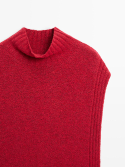 Massimo Dutti Накидка без рукавов с высоким воротником, красный