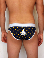 Темно-синие трусы с принтом в виде лимонов и провокационной надписью сзади (Размер: S) (Цвет: темно-синий)