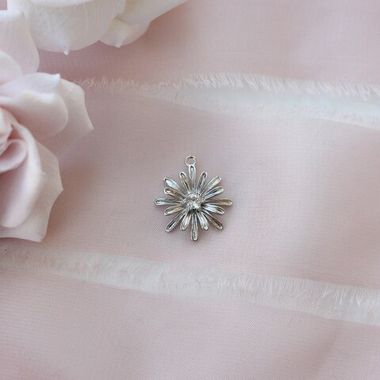 Подвеска Цветок с фианитом 17*15 мм, родий, П284