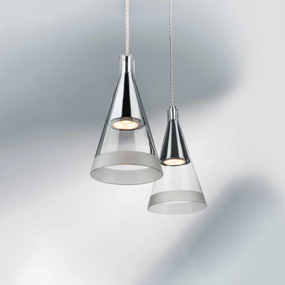 757019 Люстра CONE 1х40W GU10 ХРОМ/ПРОЗРАЧНО-МАТОВЫЙ