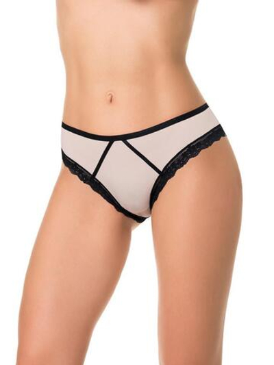 Трусы-бразилианы с пикантной задней частью (Размер: L) (Цвет: бежевый)