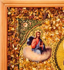 AMB-72/13 Икона «Николай Чудотворец» (с янтарной крошкой) дер.краш.рамка 30х40