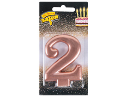 Свеча -цифра "2" Розовое золото 