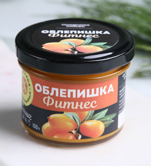 Джем ОБЛЕПИШКА ФИТНЕС / 100 г / без сахара / банка / Солнечная Сибирь
