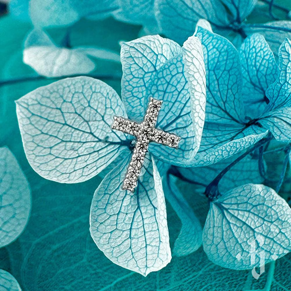 Накрутка &quot;Crystal Cross 11 Stones&quot; - Белое золото - White CZ