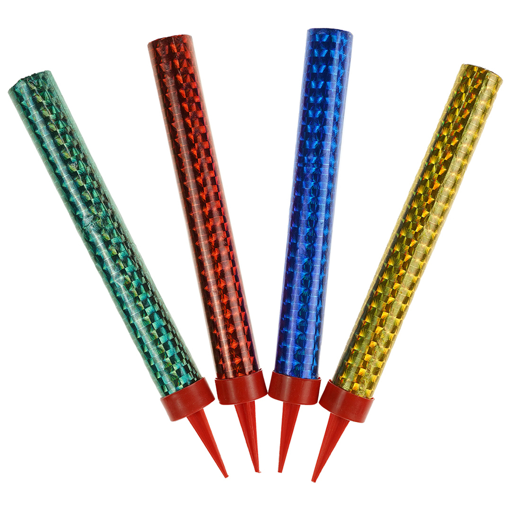 Свеча Фонтан для торта Цветное пламя Ассорти 30 сек. 12 см. 4 шт.