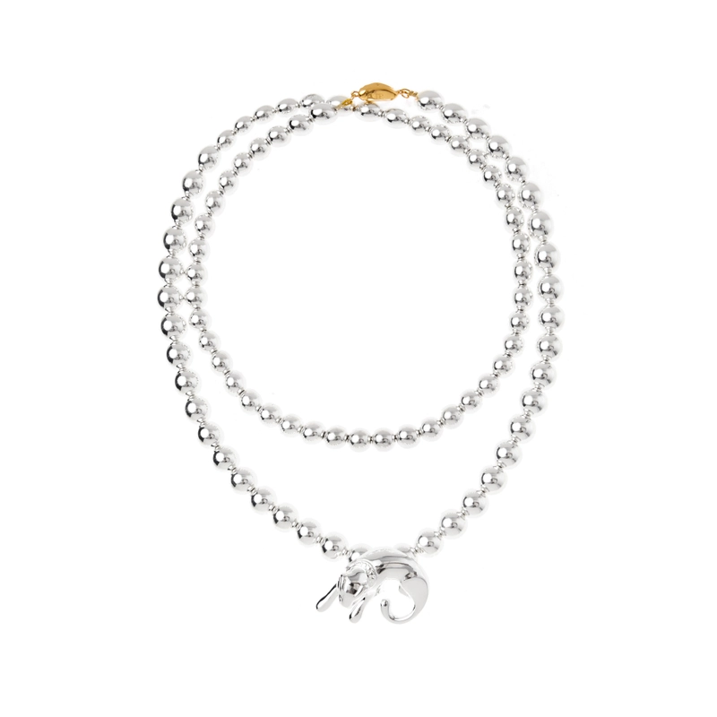 Колье Двойная Бусина с Пантерой