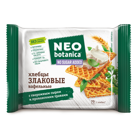 Хлебцы злаковые Neo Botanica вафельные с творожным сыром и травами 75 гр
