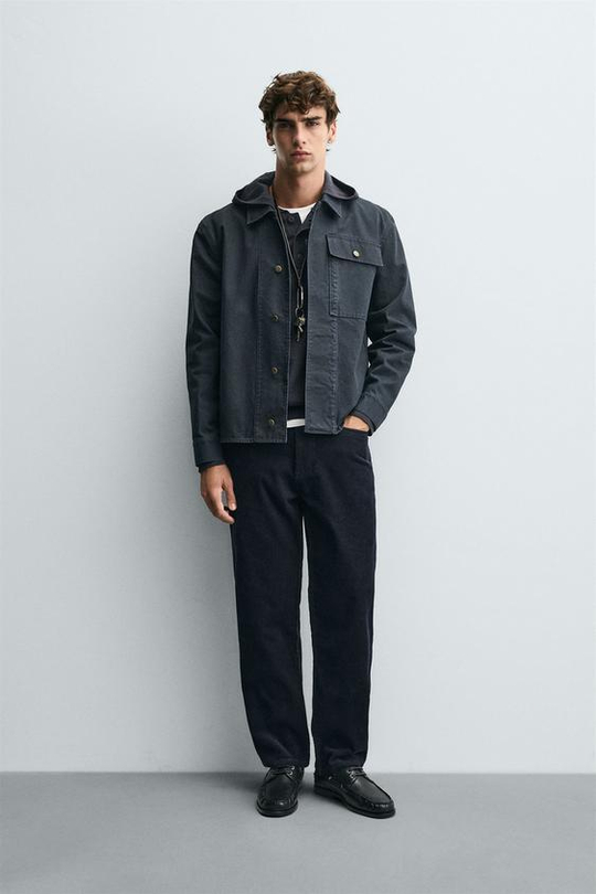 ZARA ВЕЛЬВЕТОВЫЕ БРЮКИ REGULAR FITНЕВЫЙ, ТЕМНО-СИНИЙ